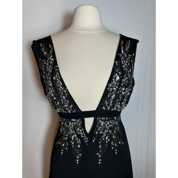 Rare Limited Edition Bebe Deep V Beaded Embellished Deep V Neck Dress SIZE 2 - Picture 3 of 5